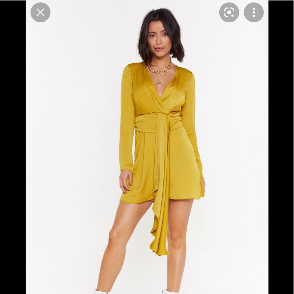 Anything could satin drape mini dress